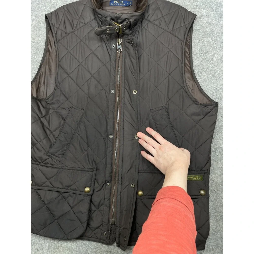 Polo Ralph Lauren Leyland Quilted Vest Brown Large Field Zip Corduroy Collar